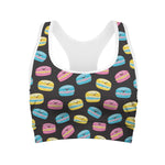 Happy Macarons Pattern Print Women's Sports Bra