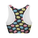 Happy Macarons Pattern Print Women's Sports Bra