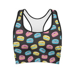 Happy Macarons Pattern Print Women's Sports Bra