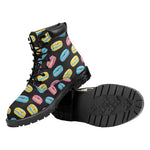 Happy Macarons Pattern Print Work Boots
