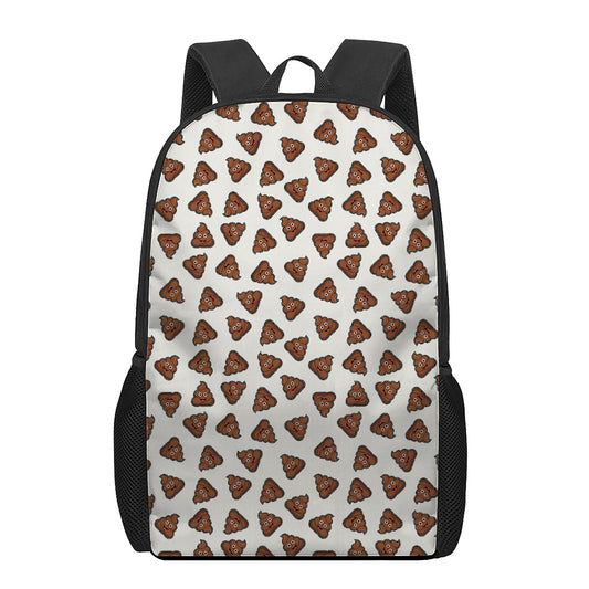 Happy Poop Pattern Print 17 Inch Backpack