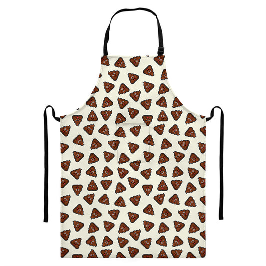 Happy Poop Pattern Print Bib Apron With Pocket