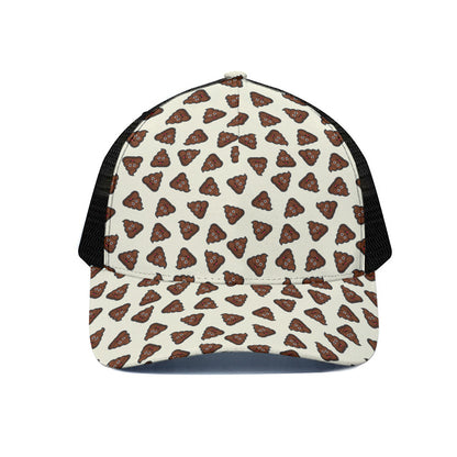 Happy Poop Pattern Print Black Mesh Trucker Cap