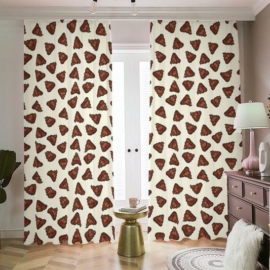 Happy Poop Pattern Print Blackout Pencil Pleat Curtains