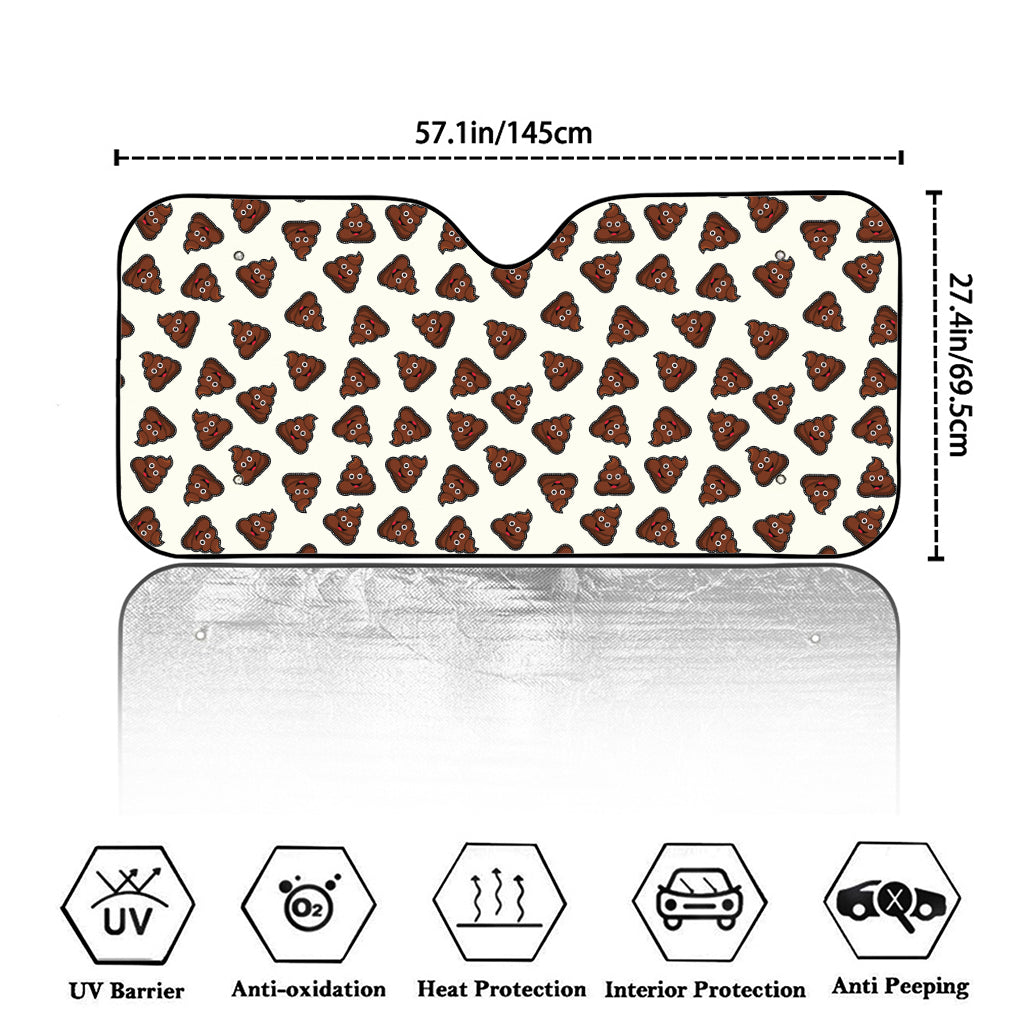 Happy Poop Pattern Print Car Windshield Sun Shade