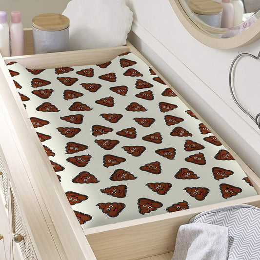 Happy Poop Pattern Print Changing Pad Cover