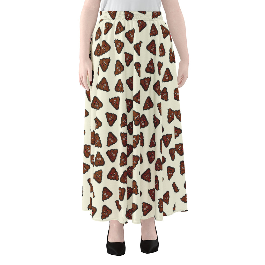 Happy Poop Pattern Print Chiffon Maxi Skirt