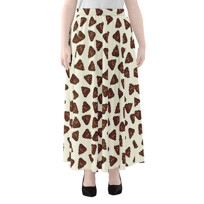 Happy Poop Pattern Print Chiffon Maxi Skirt