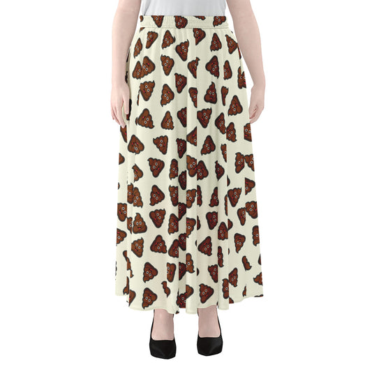 Happy Poop Pattern Print Chiffon Maxi Skirt