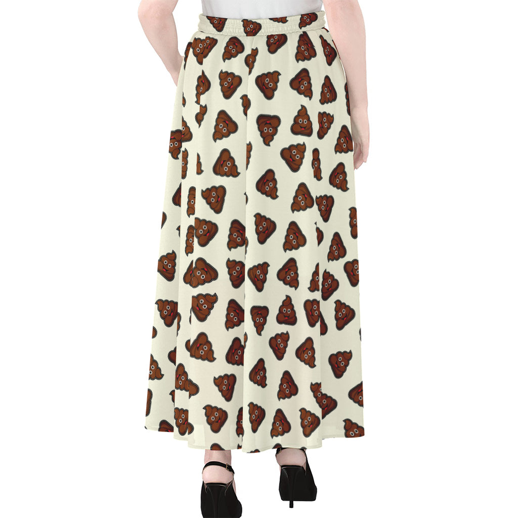 Happy Poop Pattern Print Chiffon Maxi Skirt