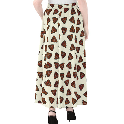 Happy Poop Pattern Print Chiffon Maxi Skirt