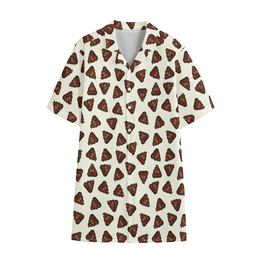 Happy Poop Pattern Print Cotton Hawaiian Shirt