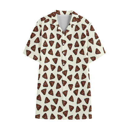 Happy Poop Pattern Print Cotton Hawaiian Shirt