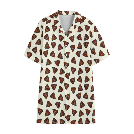 Happy Poop Pattern Print Cotton Hawaiian Shirt