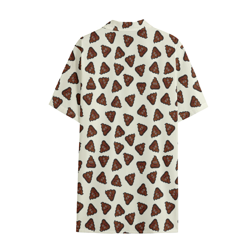 Happy Poop Pattern Print Cotton Hawaiian Shirt