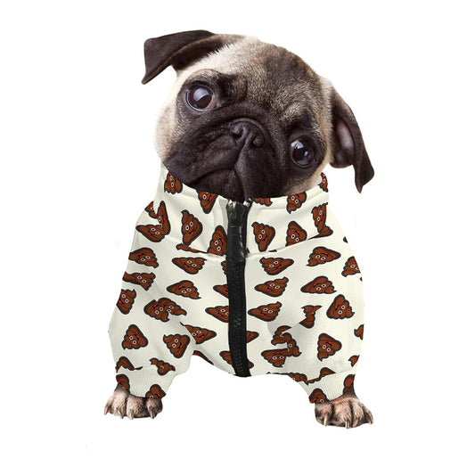 Happy Poop Pattern Print Dog Zip Up Jacket