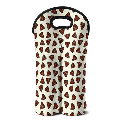 Happy Poop Pattern Print Double Neoprene Wine Tote