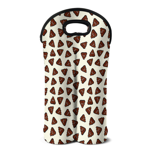 Happy Poop Pattern Print Double Neoprene Wine Tote