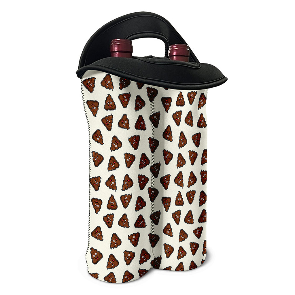 Happy Poop Pattern Print Double Neoprene Wine Tote