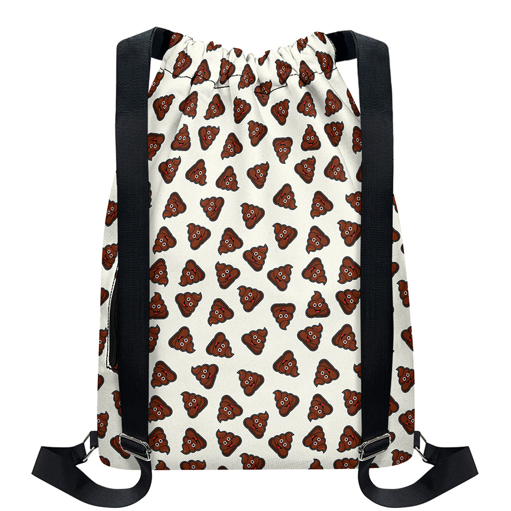 Happy Poop Pattern Print Drawstring Backpack