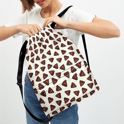 Happy Poop Pattern Print Drawstring Backpack