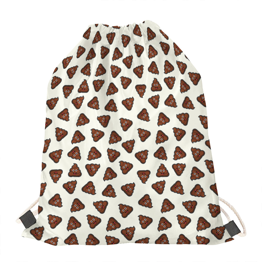 Happy Poop Pattern Print Drawstring Bag