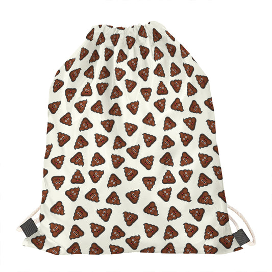 Happy Poop Pattern Print Drawstring Bag