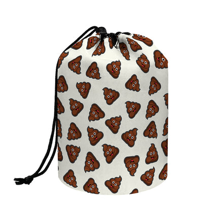 Happy Poop Pattern Print Drawstring Makeup Bag