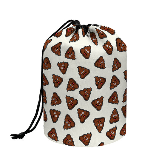 Happy Poop Pattern Print Drawstring Makeup Bag