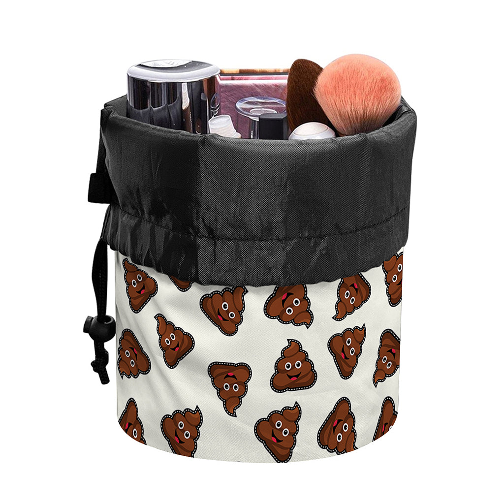 Happy Poop Pattern Print Drawstring Makeup Bag