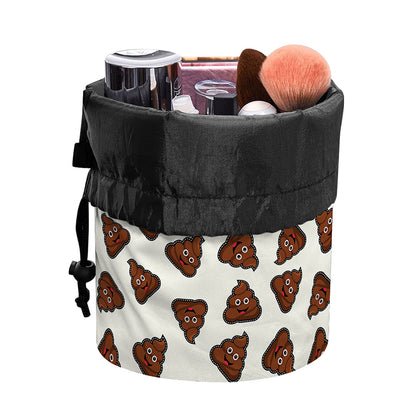 Happy Poop Pattern Print Drawstring Makeup Bag
