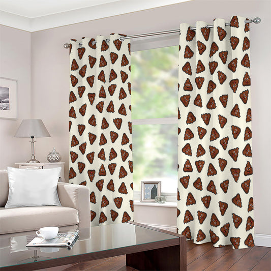 Happy Poop Pattern Print Extra Wide Grommet Curtains
