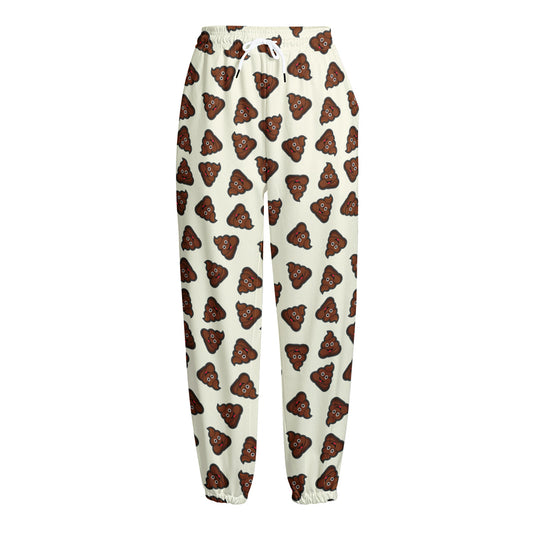 Happy Poop Pattern Print Fleece Lined Knit Pants