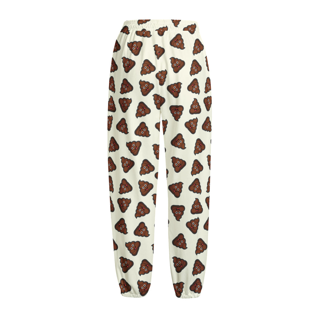 Happy Poop Pattern Print Fleece Lined Knit Pants