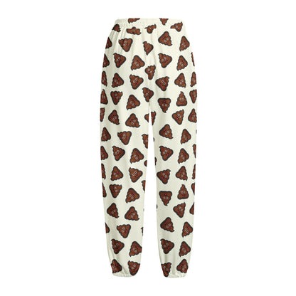 Happy Poop Pattern Print Fleece Lined Knit Pants