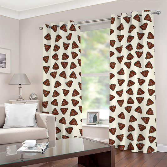 Happy Poop Pattern Print Grommet Curtains