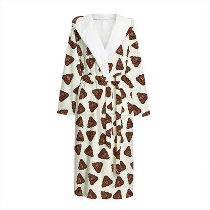 Happy Poop Pattern Print Hooded Bathrobe