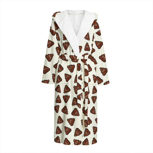 Happy Poop Pattern Print Hooded Bathrobe