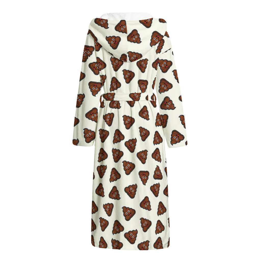 Happy Poop Pattern Print Hooded Bathrobe
