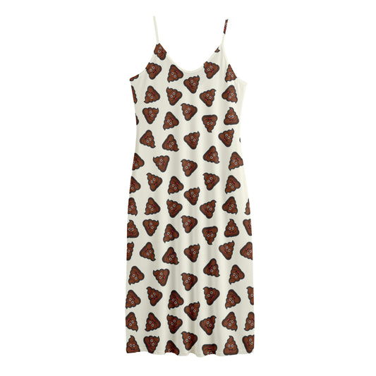 Happy Poop Pattern Print Jersey Midi Cami Dress