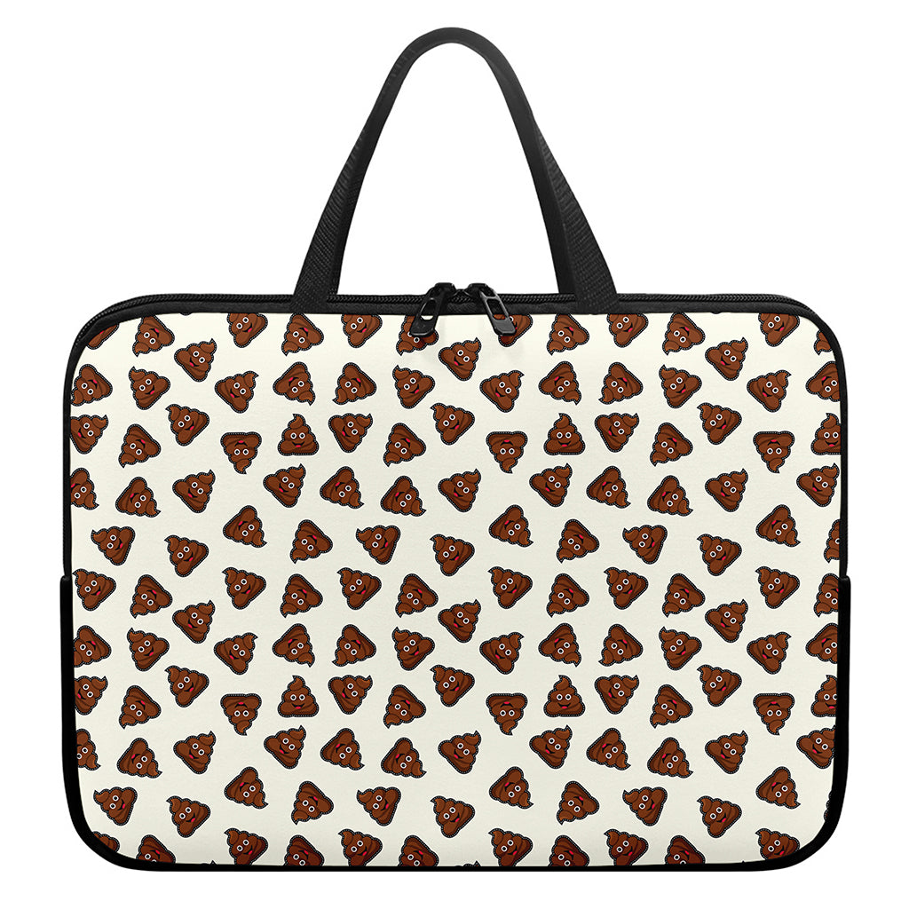 Happy Poop Pattern Print Laptop Sleeve With Handle