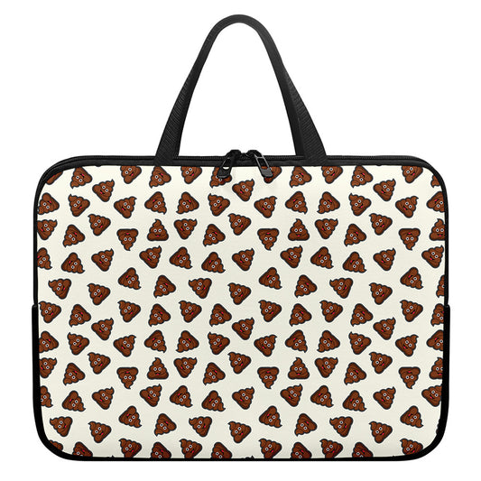 Happy Poop Pattern Print Laptop Sleeve With Handle