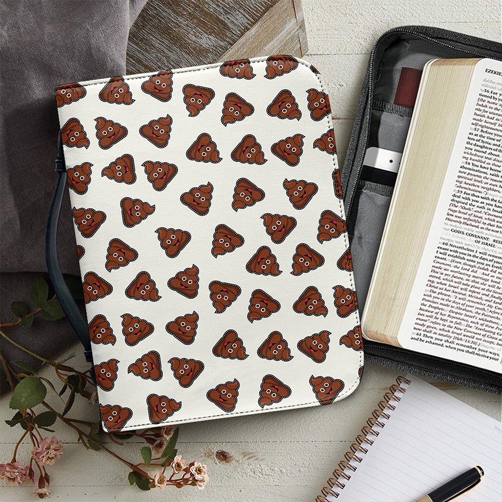 Happy Poop Pattern Print Leather Bible Cover
