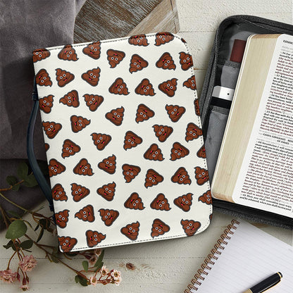 Happy Poop Pattern Print Leather Bible Cover