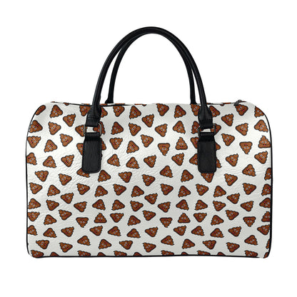 Happy Poop Pattern Print Leather Duffle Bag