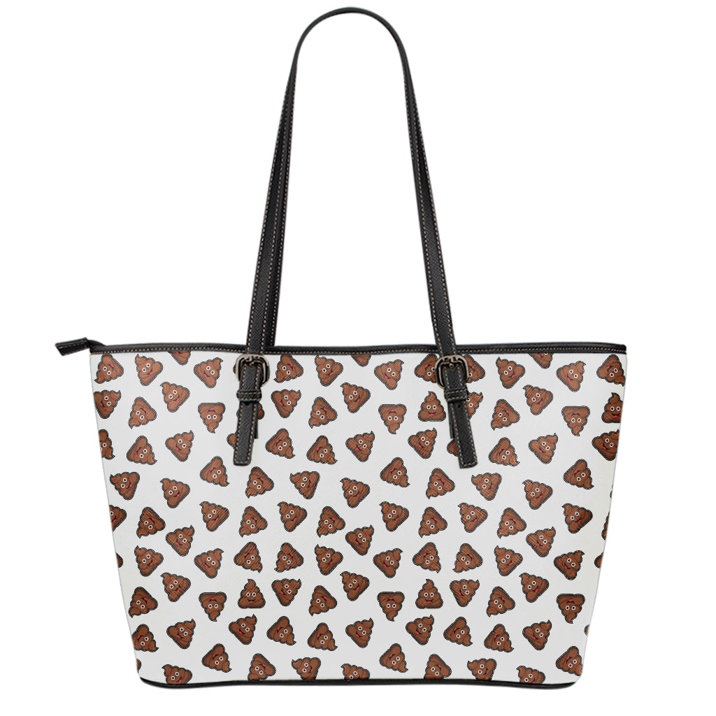 Happy Poop Pattern Print Leather Tote Bag