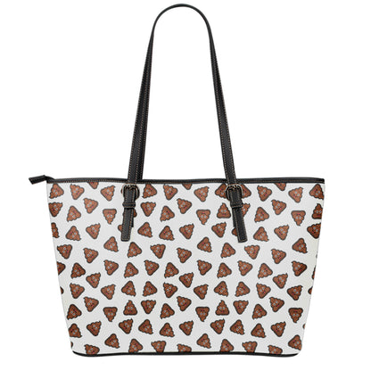 Happy Poop Pattern Print Leather Tote Bag