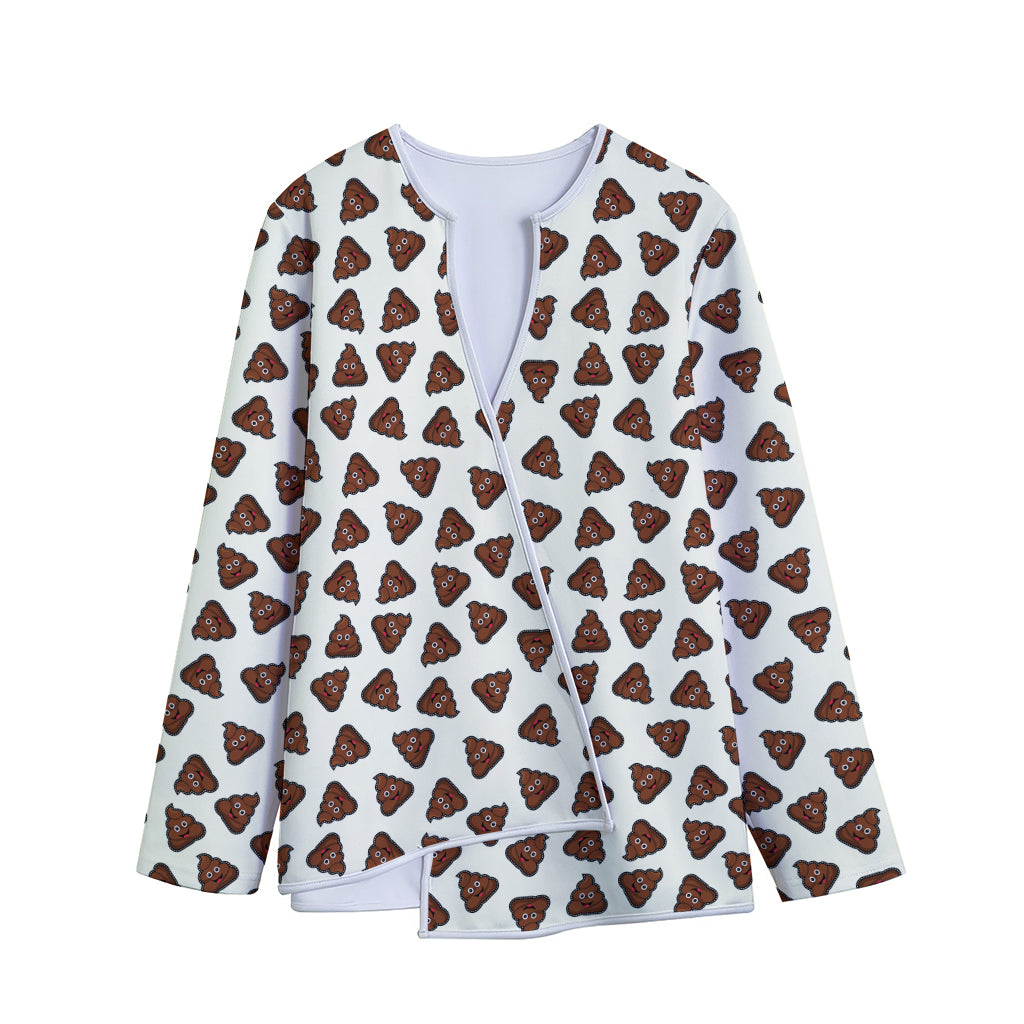 Happy Poop Pattern Print Long Sleeve Short Coat