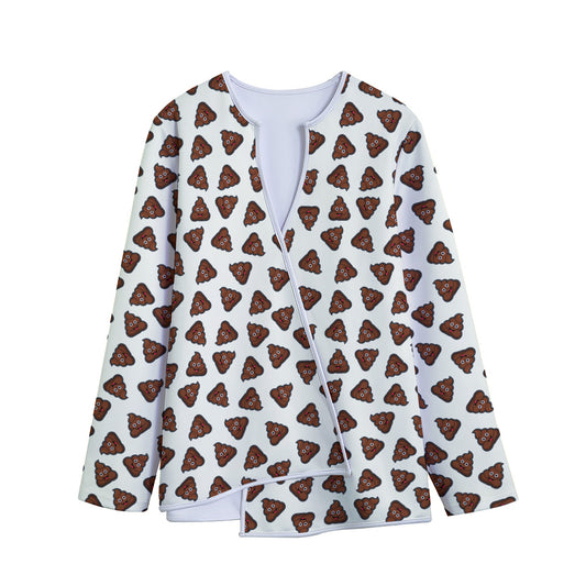 Happy Poop Pattern Print Long Sleeve Short Coat