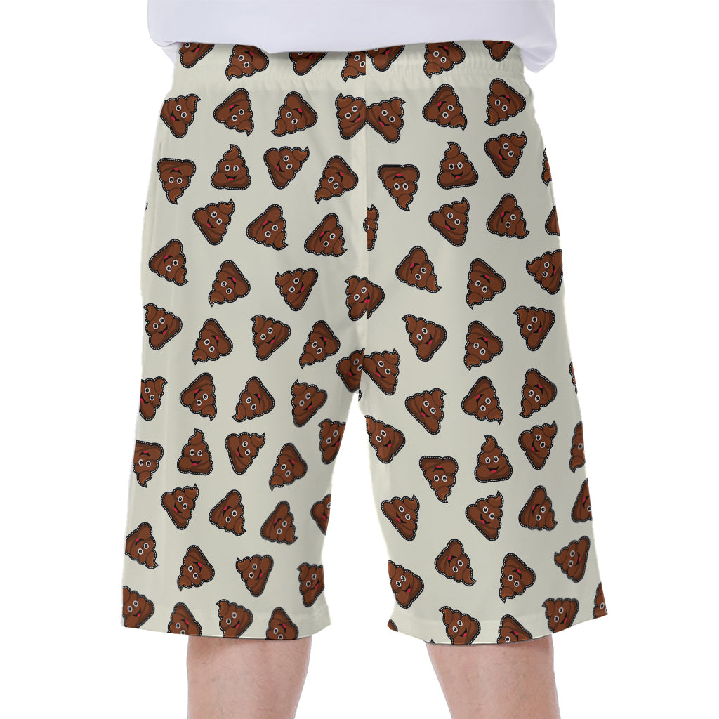 Happy Poop Pattern Print Men's Beach Shorts